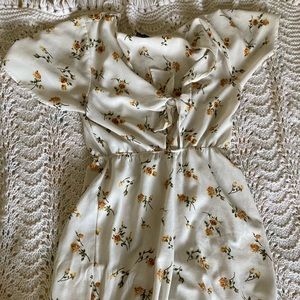 White, floral jumpsuit.